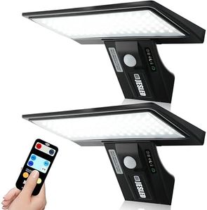 JESLED Solar Lights Outdoor, 90 LED Solar Motion Sensor Light, Remote Control Solar Wall Light,3-Color Switch, USB Charging, Waterproof Solar Powered Security Light for Garden Fence Yard Garage 2Pack