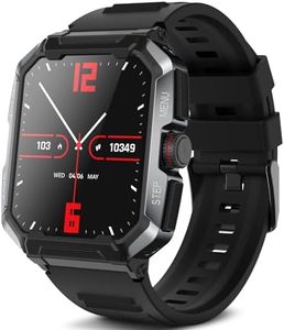 Smart Watch for Men(Answer/Make Call),1.85" 400mAh Military Smartwatch IP68 Waterproof Outdoor Fitness Watch with Heart Rate Blood Oxygen Sleep Monitor Compatible with iPhone and Android Phones