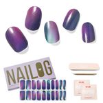 NAILOG Semi Cured Gel Nail Strips, Extra Long Nail Polish Strips (20 Pieces), Long Lasting Semi Cured Nail Stickers with Soft Glossy Gel Finish, Aurora