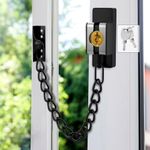 Door Chain Lock Heavy Duty, Security Heavy Duty Chain Door Latch for Front Door Inside Door with Key, Door Lock for Child, Puertas, Hotel, Bedroom,Window (Black Chain,1 Piece)