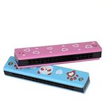 Enhance Your Child's Musical Journey with a 16-Hole Tremolo Harmonica - A Fun and Educational Wind Instrument Featuring a Wooden Cover (Pack of 2)