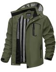 TACVASEN Winter Jackets for Men Waterproof Wain Jacket with Hood Sailing Jacket with Multi Pockets Windproof Warm Coat Softshell Jacket Army Green,XXL