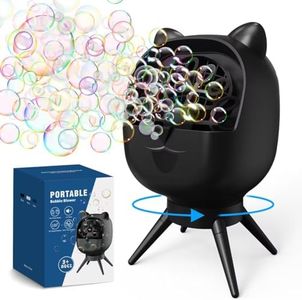 PANACARE Rechargeable Bubble Machine for Kids Toddlers Automatic 90°/180°Rotation Bubble Blower 20000+ Bubbles/Min,500ml Portable Bubble Maker Toy Gift for Indoor Outdoor Parties Birthday Wedding