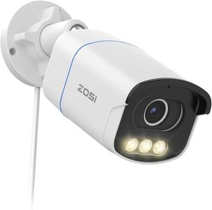 ZOSI C186 3K Cámara Vigilancia PoE Exterior, con Visión Nocturna Aurora a Todo Color, Detección de Persona/Vehículo, Alarma Sonora y Luminosa, Audio Bidireccional, Almacenamiento Opcional