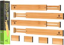 ANTOWIN Bamboo Drawer Dividers Organizers, Drawer Separators Splitter, 43-56 cm Long Adjustable Spring-loaded Organizer for Large Utensil, Clothes, Tools Drawers