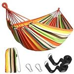 Anyoo Cotton Hammock Comfortable Fabric with Tree-friendly Straps, Durable Portable Hammock with Travel Bag,Perfect for Garden Camping Outdoor/Indoor Patio Balcony Backyard