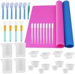 SWIGRANCE Epoxy Resin Mixing Tools Kit 36Pcs, Reusable Soft Silicone Tools, Includes A3 Non-Stick Silicone Mat, Measuring Cups, Dropper Pipettes, Stir Sticks, Brushes, Resin Casting DIY Jewelry Making
