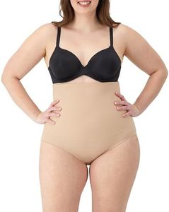 Maidenform Women's Fat Free Dressing High Waisted Brief Control Knickers, Beige (Latte Lift), Size 16 (Size:X-Large)