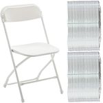 BTEXPERT Indoor Outdoor White Plastic Folding Chairs Stacking Steel Frame Commercial 650LB Weight Capacity Seating Home Yard Garden Wedding Event Party Picnic Dining Church School Portable Set of 50