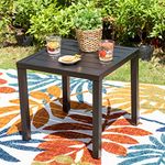 MFSTUDIO Garden Table, Metal Square Coffee Table, Tea Bistro Side Table, Small Outdoor Table, Weather Resistant, Black