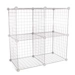 Pukkr 4 Cube Wire Storage Shelves | Great for Organising & Shoe Rack | For Wardrobes & Bedroom Organisation | Garage & Garden Storage (White)