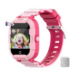 Wonlex 4G GPS Smart Watch for Kids with SIM Card, 1.4" Touch Screen Kids Smartwatch for Boys Girls Gift, Kids Phone Watch with Video Calls/Voice Chat/Camera/Music/Alarm/SOS/Pedometer(K-Pink), Pink,