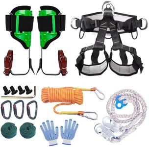 Lydnvjx Tree Climbing Gear, Tree Climbing Spikes, with Adjustable Climbing Straps Arborist Equipment for Climbers, Hunting, Fruit Picking Tree Climbing Equipment-Green