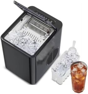 Countertop Nugget Ice Maker, 9 PCS/8Mins Chewable Pellet Ice Machine 12kg Daily One Touch Self Cleaning Compact with Two Ice Sizes for Home Bar Office Camping(Black)