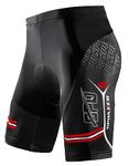 sponeed Men Bike Shorts Cushioned Biking Wear Gear Road Cycling Bottoms, Red Multi, X-Large