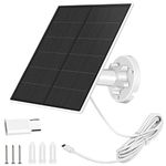 Solar Panel for Security Camera,5W USB Solar Panel for DC 5V Security Camera with Micro USB or USB-C Port,IP65 Waterproof Solar Charger for Camera with 360°Adjustable Mounting(1 Pack)