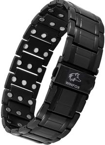 Bracelet Magnetique Homme, Titane, Le Plus Puissant du marché, Aimant en Néodyme de Terre Rare, Bijou Aimanté Inoxydable, Ultra Résistant, Réglage avec Un Outil de Dimensionnement, WINFOX777