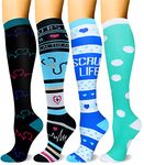4 Pairs Compression Socks for Women & Men - Best Support for Medical, Circulation, Nurses, Running, Travel