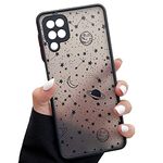 ZTOFERA Compatible with Samsung Galaxy A12,Planet Sky Star Pattern Protective Phone Case Translucent Frosted Hard PC Back Case Shockproof Silicone Bumper Cover for Galaxy A12,Black Sky