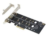 CERRXIAN Dual M.2 PCIe Adapter, M2 NVME SSD M Key or SATA SSD B Key to PCI-e 3.0 x 4 Host Controller Expansion Card with 2 x Low Profile Bracket Support 22110 2280 2260 2242 2230