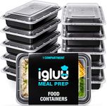 Igluu Meal Prep 1 Compartment BPA Free Reusable Meal Prep Containers - Plastic Food Storage Trays with Lids - Microwavable, Freezer and Dishwasher Safe - Stackable Bento Lunch Boxes (28 oz, 10 Pack)