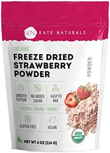 Organic Freeze Dried Strawberry Powder for Baking, Camping, Flavoring (4oz) by Kate Naturals. 100% Natural, Gluten-Free, Vegan Powdered Freeze Dried Strawberries. High in Antioxidants & Vitamin C