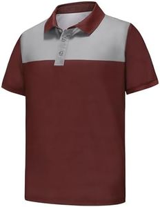 MOHEEN Men's Outdoor Golf Polo Short Sleeve 3 Button Quick Dry Casucal Pique Jersey Polo Shirts (Red/Gray,3XL)