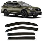 Tape-On Dark Tinted Side Window Visor Deflectors Vent Rain Guards Compatible with Subaru Outback 2020 2021 2022 Premium, Limited, Touring