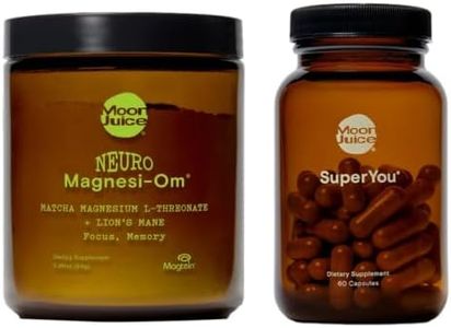 Moon Juice Nootropic Stack – Neuro Magnesi-Om Brain Supplement + SuperYou Adaptogen Capsules Bundle for Calm Focus & Cortisol Control, 54 Servings