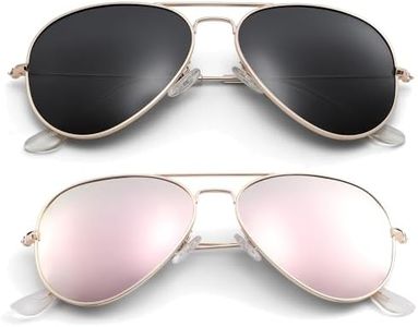 Pro Acme Aviator Sunglasses for Men Women Classic Polarized UV400 Protection (2 Pairs) Gold Frame/Black Lens + Gold Frame/Pink Mirrored Lens