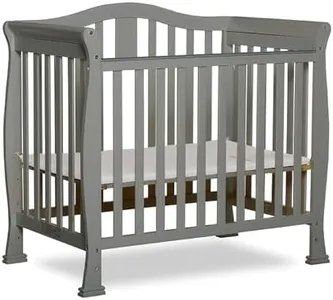 Dream On Me Addison 4-in-1 Convertible Mini Crib in Cool Grey, Greenguard Gold Certified, Non-Toxic Finishes, Built of New Zealand Pinewood, Comes with 1” Mattress Pad