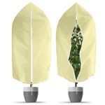 OFFCUP Plant Fleece Frost Protection Cover, 2pcs 60GSM 120×180cm Garden Fleece Frost Protection with Zip, Winter Plant Cover for Olive Tree Potted Palms Shrub, from Birds and Insects