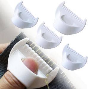 4Pcs Edge Stitch Lock & Sewing Gauge Set, Perfect Seams Without A Sewing Machine, for Pinpoint Precision, Lightweight & Easy to Use — for Hobbyists & Pros Alike (White-4mm &3mm)