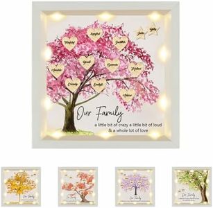 Boîte d'ombre d'arbre généalogique personnalisée avec lumières LED Boîte d'ombre en bois Notre cadre de mémoire familiale Cadre d'arbre généalogique Cadeau pour Noël Grand-mère Maman Femme Amant