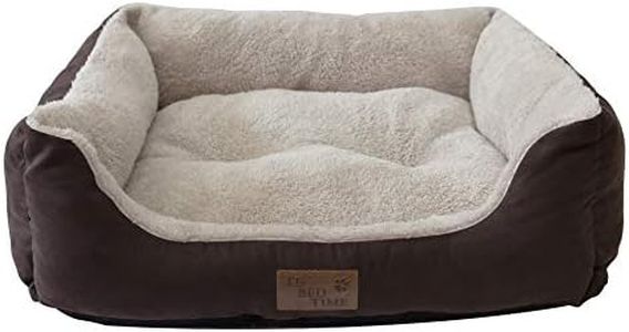 Its Bed Time Plush Dozer Rectangle Dog Bed, Brown, Small