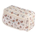 Ssdkpe Cute Capybara Pencil Case, Cute Pencil Case for Kids, Flexible Design Storage Pencil Case, MultiLayers Pencils Pouch with Zipper, Portable Pencil Case Office Supplies for Boys Girls