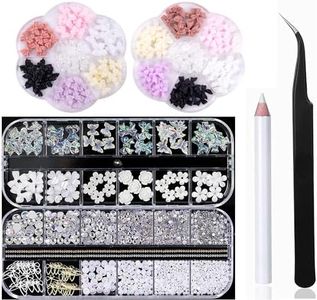 TONOKAILS Nail Rhinestones Set, Nail Crystal Nail Art Gems Nail Crystals Clear Rhinestones Mix Sizes Crystal Rhinestones + 1 Pcs Rhinestone Picker Dotting Pen + 1 Pick Up Tweezer