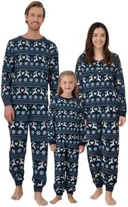 Weixinbuy Christmas Pajamas for Family Plaid Deer Christmas Pjs Sleepwear Matching Christmas Pjs for Family Couple Adult Kids Blue & Beige Baby 12-18 Months