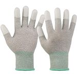 Anti static gloves for PC building,carbon fiber PU coated finger,to protect the safety of computer installation and repair (Large)2 Pairs.