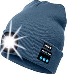 ATNKE LED Lighted Bluetooth Beanie Cap, USB Rechargeable Wireless Musical Running Hat Ultra Bright 4 LED Waterproof Light Lamp Use for Skiing Hiking Camping Cycling (Flame Shadow Blue)