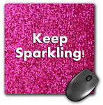 3dRose LLC 8 x 8 x 0.25 Inches Mouse Pad, Keep Sparkling Fun Cute Girly Hot Pink Faux Glitter Texture Graphic Glam Glamorous Girls Bling (mp_112891_1)