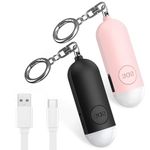 【2 Pack】Brifit Portable Personal Alarm Keychain with LED Flashlight, Rechargeable Safety Keychain for Women, 130dB Loud Rape & Panic Alarm with Dual Alarm Mode, for Students, Girls, Kids(Pink& Black)