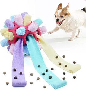 Dehlso Interactive Pet Snuffle Ball Dog Puzzle Toy Encourage Natural Foraging Skills Slow Food Training Bite Resistant Puppy Playing Portable Dog Enrichment Toys (Pink)