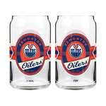 NHL Edmonton Oilers Nostalgia Label Glass Can, 2-Pack