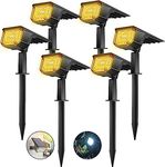 LOONHIM Solar Spot Lights Outdoor Garden IP65 Waterproof, 45 LEDs USB & Solar Powered Landscape Spotlight, 3 Modes Warm White Auto ON/Off House Lights, Bright Lighting for Yard, Tree, Flagpole, 6 Pack