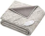 Beurer HD 75 Nordic Electric Blanket, Cuddly Heat Blanket in Fur Look, 6 Temperature Levels, Machine Washable, with Automatic Shut-Off, Beige/Brown, 180 x 130 cm