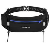 Fitletic Mens Running Belt | Unique Bounce Free Pouch for Marathon, Triathlon, Ironman, Cycling, Trail, 10K, 5K | N04-04 Ultimate II Race Belt, Black & Blue