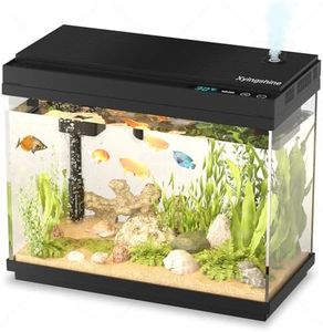 Xyingshine Fish Tank Smart Aquarium Kit: 2.5Gal Auto-Humidifying with Intelligent Mist Spray, Ultra-Quiet Silent Pump, Multi-Layer Filtration System, 7 Color Lights&LED Display-Desktop Decor for Room