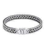 Kuzzoi 0210480118 Buddha Silver Bracelet for Men, Handmade Byzantine Chain Bracelet, Made of Real Solid 925 Sterling Silver, Men's Bracelet Engraving, Width: 10 mm, Weight: 38 g