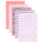 TuddyBuddy Baby Burp Cloth Towel Napkins for Baby Large 17x12 Inches, Fine Double Layer 100% Cotton (5 Pcs Burp Towels, Pink Elephants & Floral)